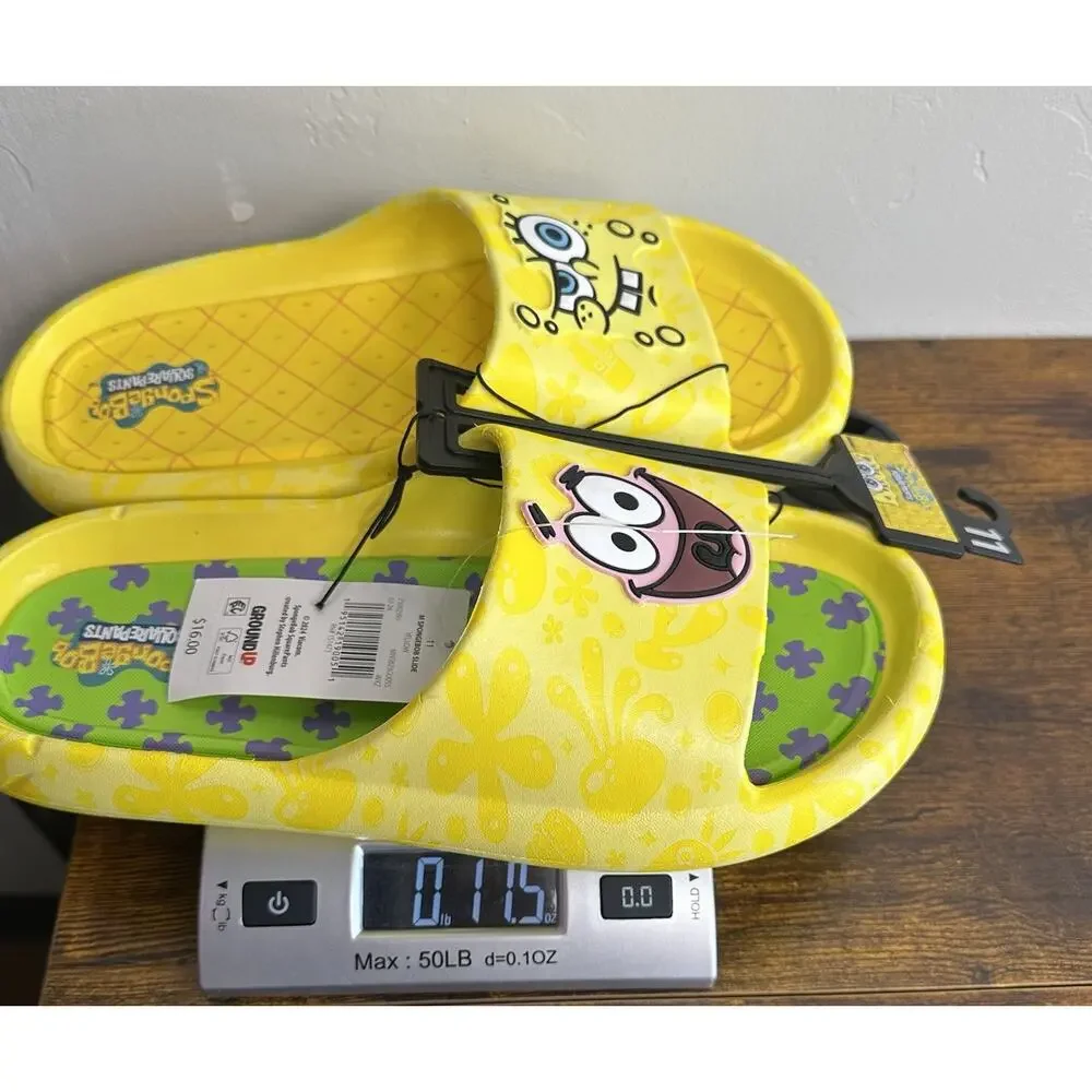 Ground Up Men’s Nickelodeon Sponge Bob Patrick Comfort Slides Yellow Size 11 NWT - Picture 10 of 10